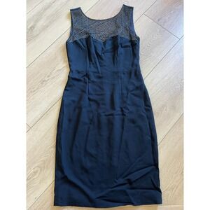 L‎ AGENCE INTERMIX Black Sleeveless Sheath Dress Embellished Neck Size 2